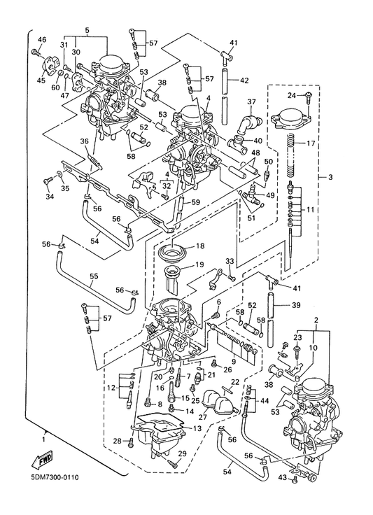 Yamaha 5DM-14261-00 . . Holder — shown on the Carburetor parts diagram