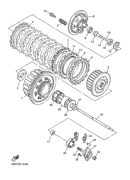 Yamaha 1LX-16324-00 Plate, Clutch 1 — shown on the Clutch parts diagram