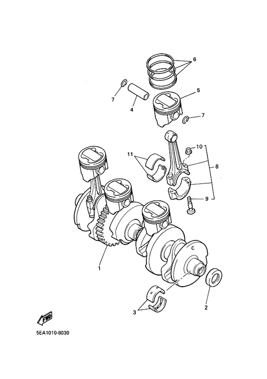 Yamaha 2H7-11416-31 Brg,C/Shaft Green — shown on the Crankshaft & Piston parts diagram