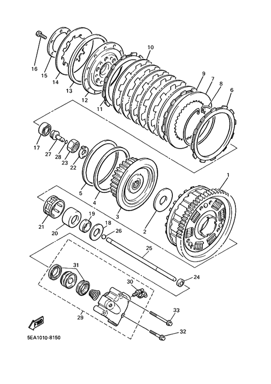 Yamaha 5EA-16381-00 Push Lever Comp. — shown on the Clutch parts diagram