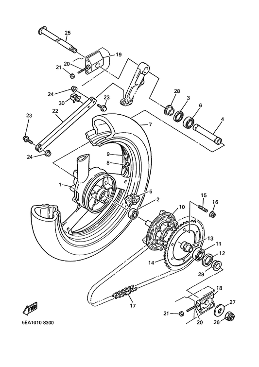Yamaha 94581-71110 Chain (Did50Zvm-110Le) — shown on the Rear Wheel parts diagram