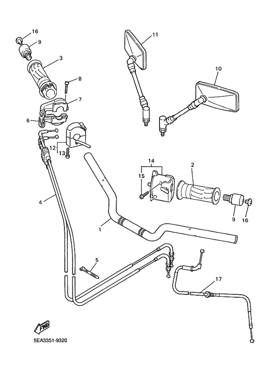 Yamaha 4KG-26330-01 Starter Cable Assy — shown on the Steering Handle & Cable parts diagram