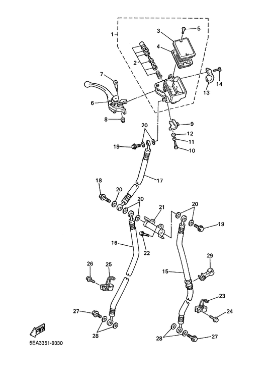 Yamaha 4HM-25867-00 Bracket, Master Cyl — shown on the Front Master Cylinder parts diagram