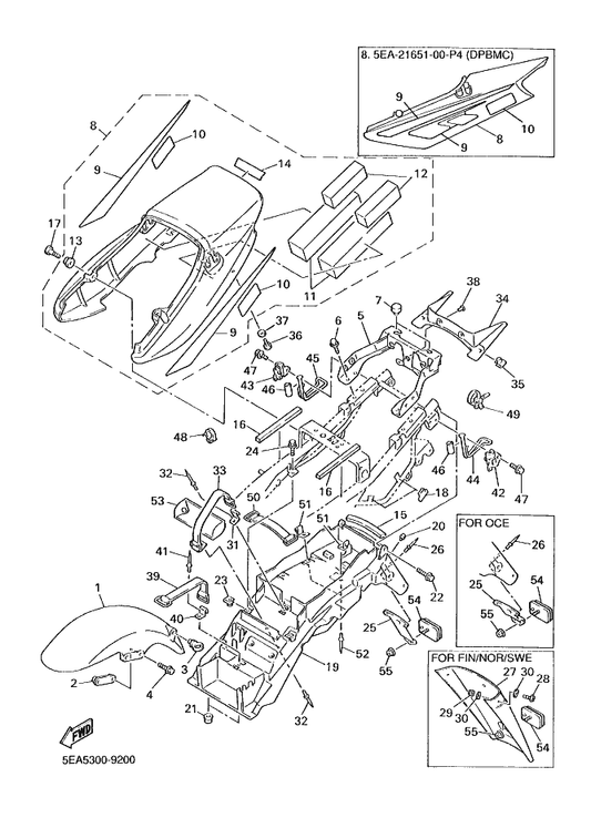 Yamaha 5EA-21654-00 Wire — shown on the Fender parts diagram