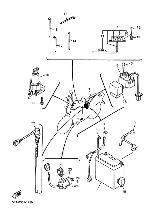 Yamaha 4PU-82501-01 Main Switch Steering Lock — shown on the Electrical 2 parts diagram