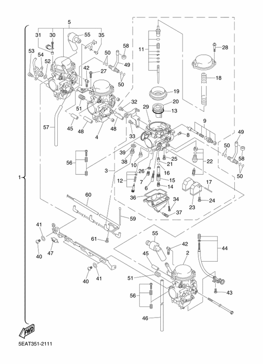 Yamaha 98507-05014 . . Screw, Pan Head — shown on the Carburetor parts diagram