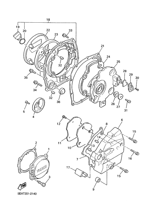 Yamaha 5EA-15451-00 Gasket, Crankcase Cover 1 — shown on the Crankcase Cover 1 parts diagram