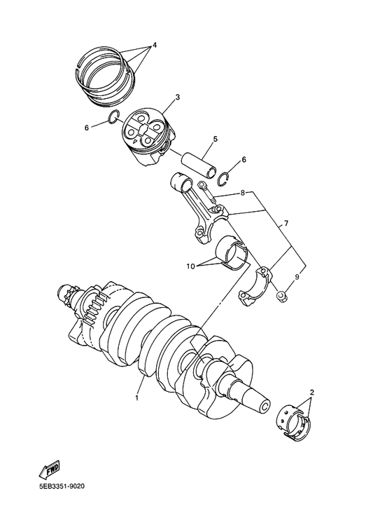 Yamaha 5SL-11656-20 Plane Bearing, Connecting Rod — shown on the Crankshaft & Piston parts diagram