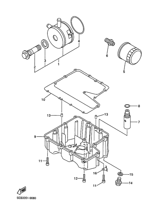 Yamaha 5EB-13414-00 Gasket, Strainer Cover — shown on the Oil Cleaner parts diagram
