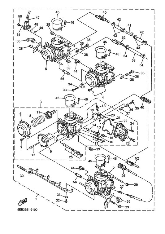 Yamaha 5EB-14244-00 . . Holder, Nozzle — shown on the Carburetor parts diagram