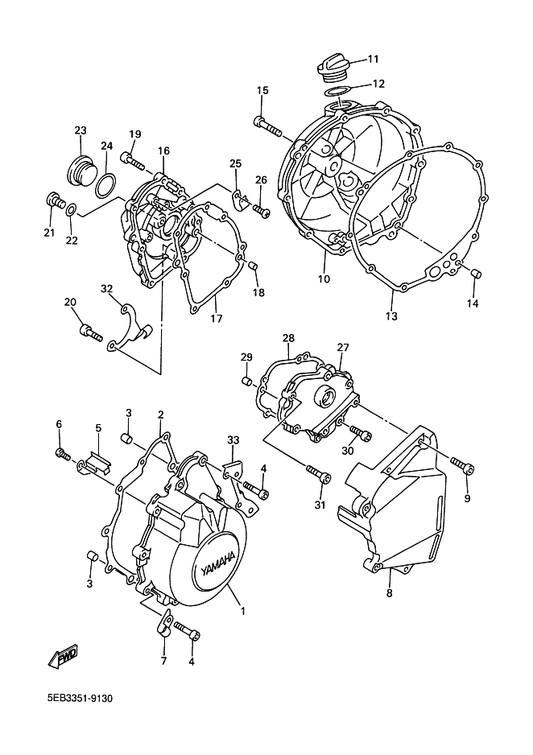 Yamaha 5EB-15441-00 Holder, Clutch Cable — shown on the Crankcase Cover 1 parts diagram