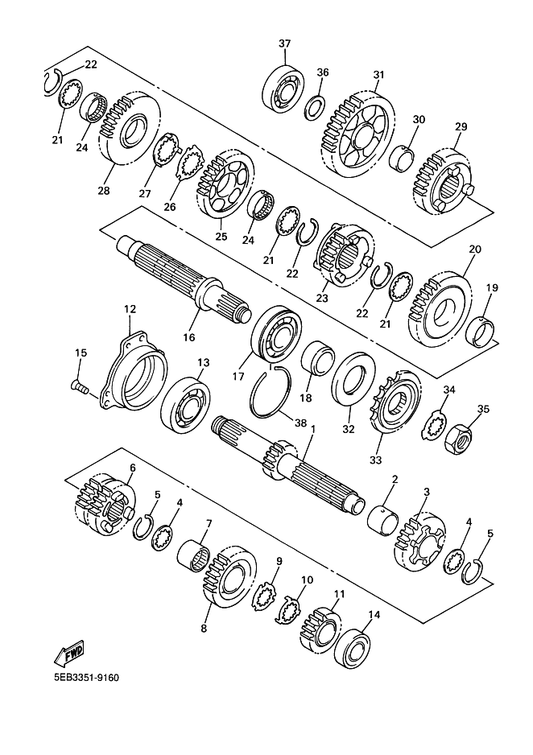 Yamaha 2GH-17460-00 Sprocket, Drive — shown on the Transmission parts diagram