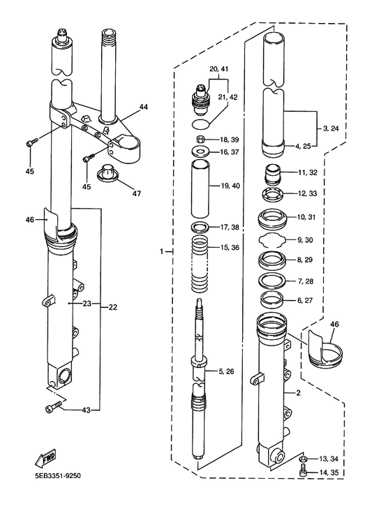 Yamaha 4GY-23118-10 . Spacer — shown on the Front Fork parts diagram