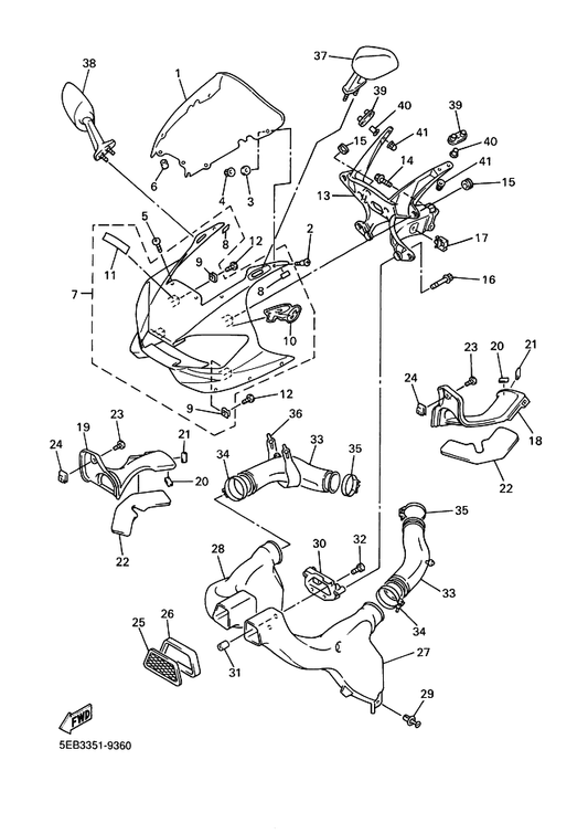 Yamaha 95024-06016 . Bolt, Flange (Small Head) — shown on the Cowling 1 parts diagram
