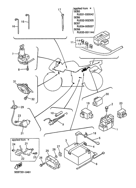 Yamaha 90446-08001 Hose — shown on the Electrical 2 parts diagram