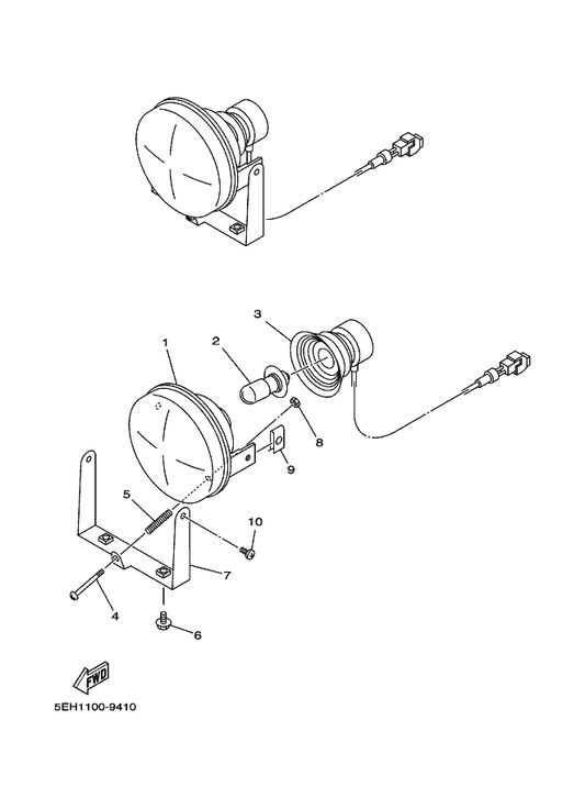Yamaha 90183-05013 Nut, Spring — shown on the Headlight parts diagram