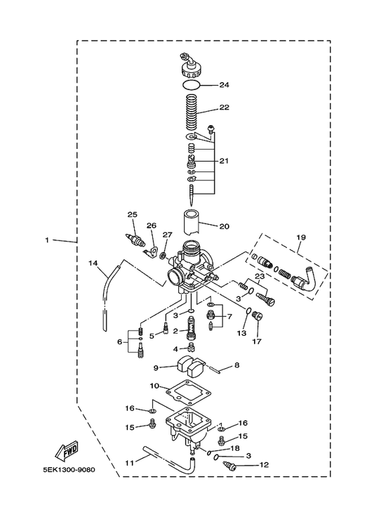 Yamaha 288-14343-59 . Jet, Main (#118) — shown on the Carburetor parts diagram