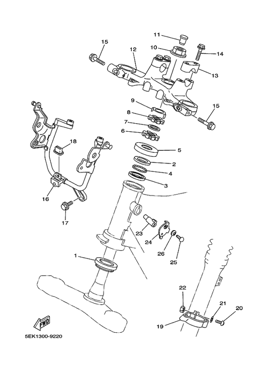 Yamaha 34X-23317-00 Holder, Cable — shown on the Steering parts diagram