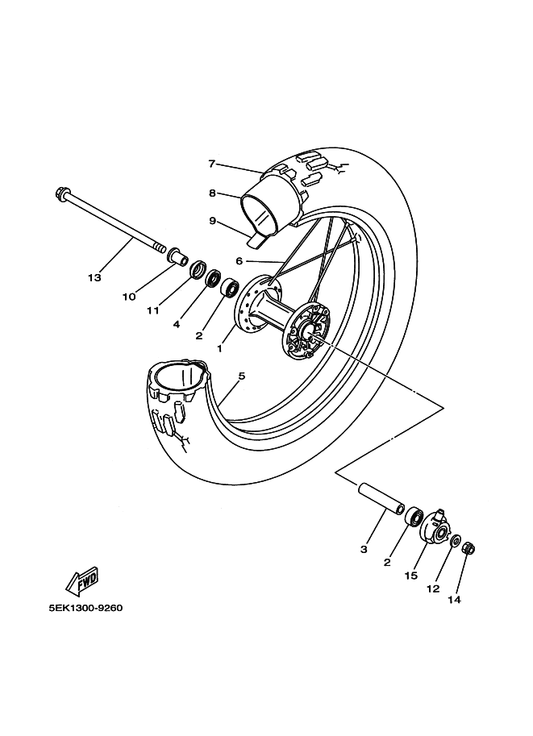 Yamaha 94113-184R7 Tire (130/80-18 M/C 66P Tw31) — shown on the Front Wheel parts diagram