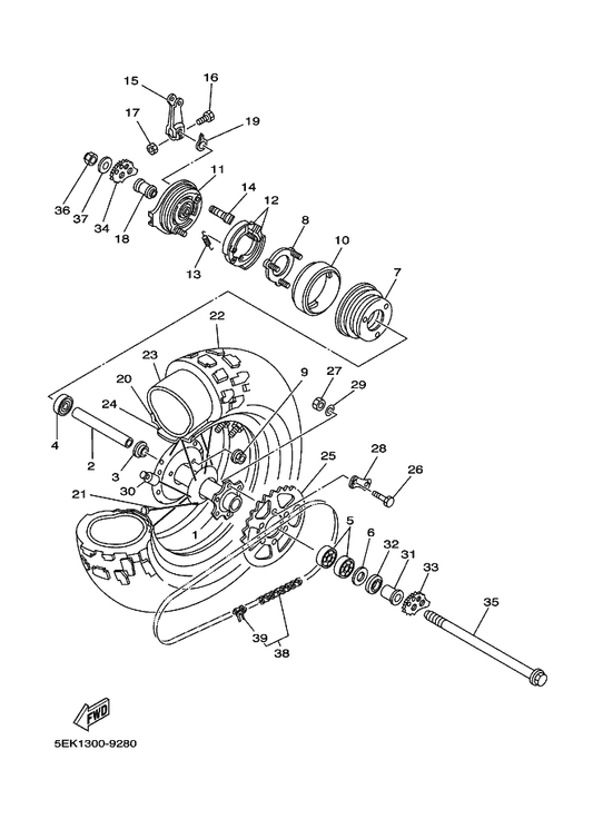 Yamaha 90215-08160 Washer, Lock — shown on the Rear Wheel parts diagram