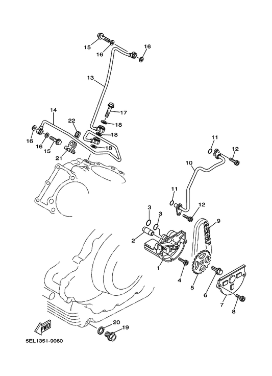 Yamaha 5EL-13300-01 Oil Pump Assy — shown on the Oil Pump parts diagram