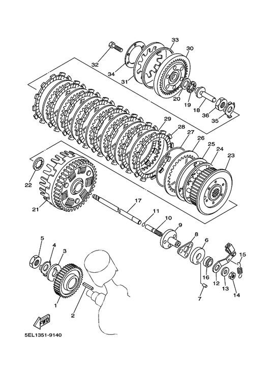 Yamaha 93104-14059 Oil Seal — shown on the Clutch parts diagram