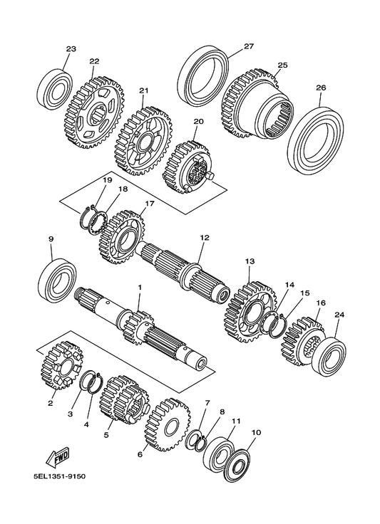 Yamaha 5EL-17251-00 Gear, 5Th Wheel — shown on the Transmission parts diagram