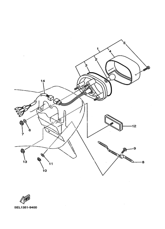 Yamaha 4TR-84733-00 . Lens, Taillight — shown on the Taillight parts diagram