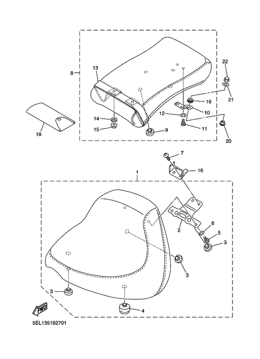 Yamaha 5EL-2475H-00 . Bracket, Seat Lever 1 — shown on the Seat parts diagram