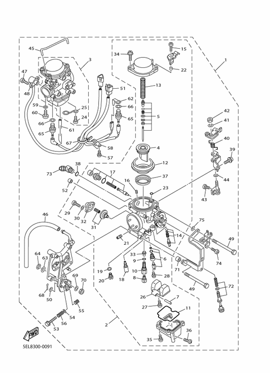 Yamaha 5AP-14280-00 . . Cover, Carburetor — shown on the Carburetor parts diagram