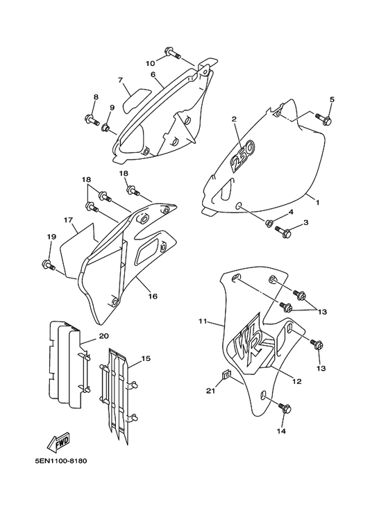 Yamaha 4EW-2172A-10 Panel 1 — shown on the Side Cover parts diagram