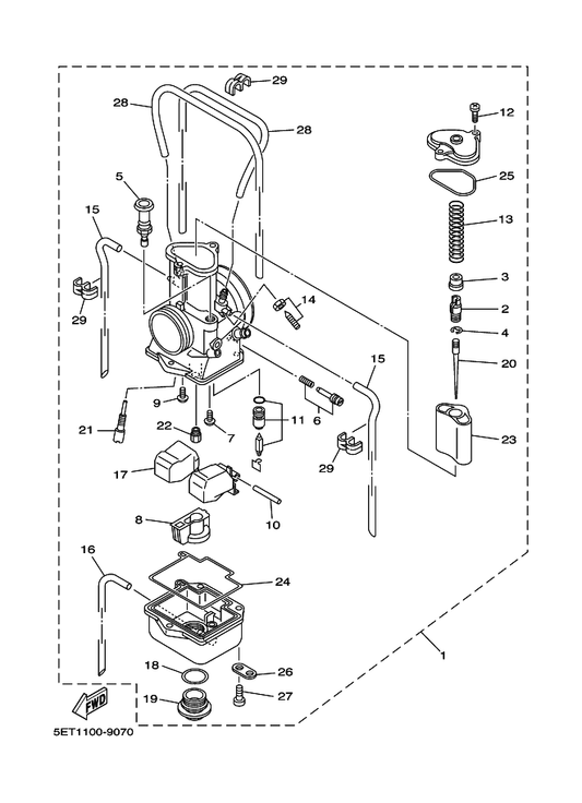 Yamaha 137-14143-72 . Jet, Main — shown on the Carburetor parts diagram