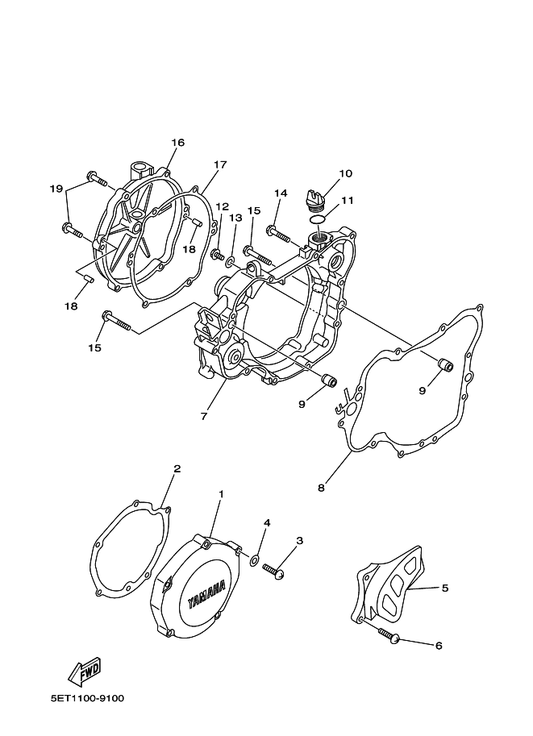 Yamaha 4JY-15451-01 Gasket, Crankcase Cover 1 — shown on the Crankcase Cover 1 parts diagram