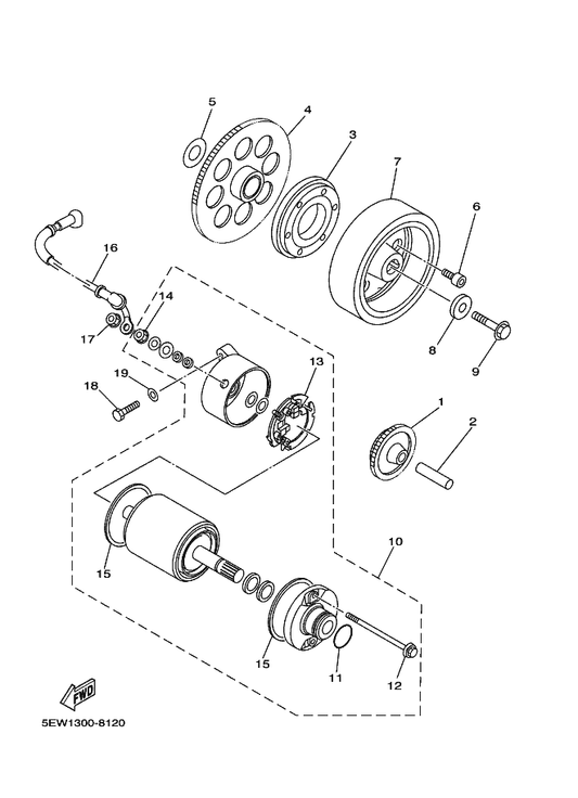 Yamaha 4VR-15517-01 Gear, Idler 2 (66T) — shown on the Starter Clutch parts diagram