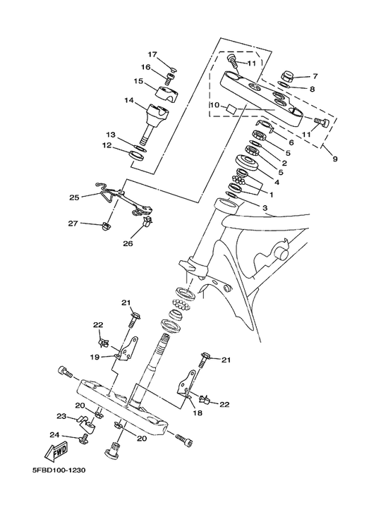 Yamaha 4TR-23176-01 Bracket, Headlight Stay 2 — shown on the Steering parts diagram