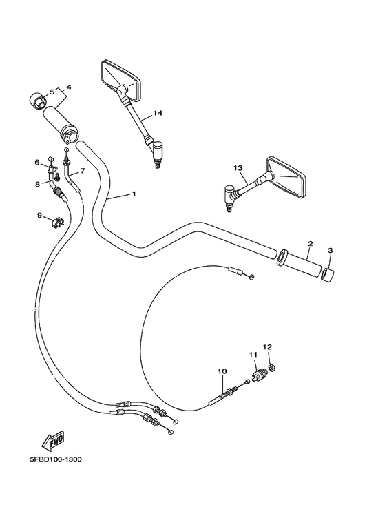 Yamaha 5KP-26335-00 Cable, Clutch — shown on the Steering Handle & Cable parts diagram