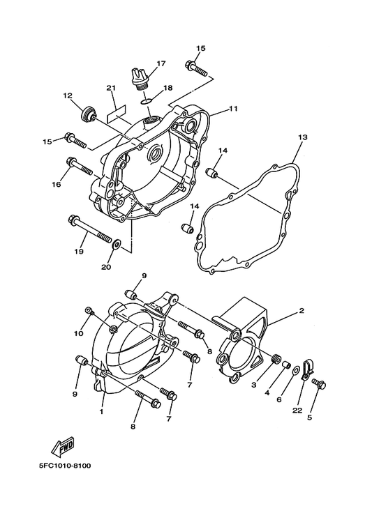 Yamaha 4BA-15461-00 ガスケツト,クランクケースカバー 2 — shown on the クランクケースカバー 1 parts diagram