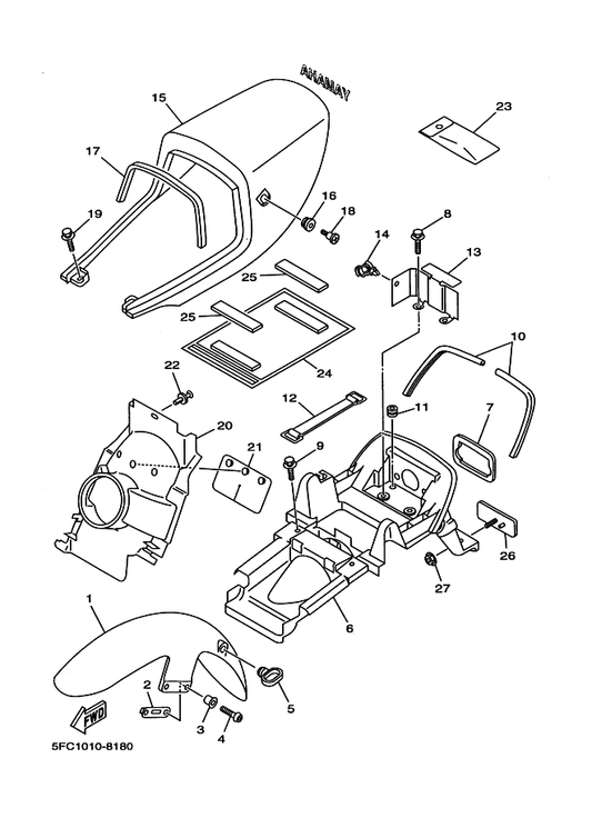 Yamaha 4KG-28186-00 Pouch — shown on the フエンダ parts diagram