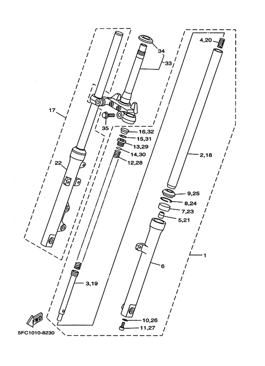 Yamaha 3VP-23183-00 . サークリツプ — shown on the フロントフオーク parts diagram