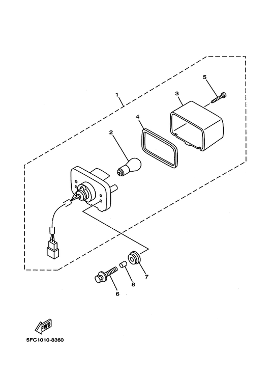 Yamaha 5FC-84714-00 . バルブ (12V-18/5W) — shown on the テールライト parts diagram