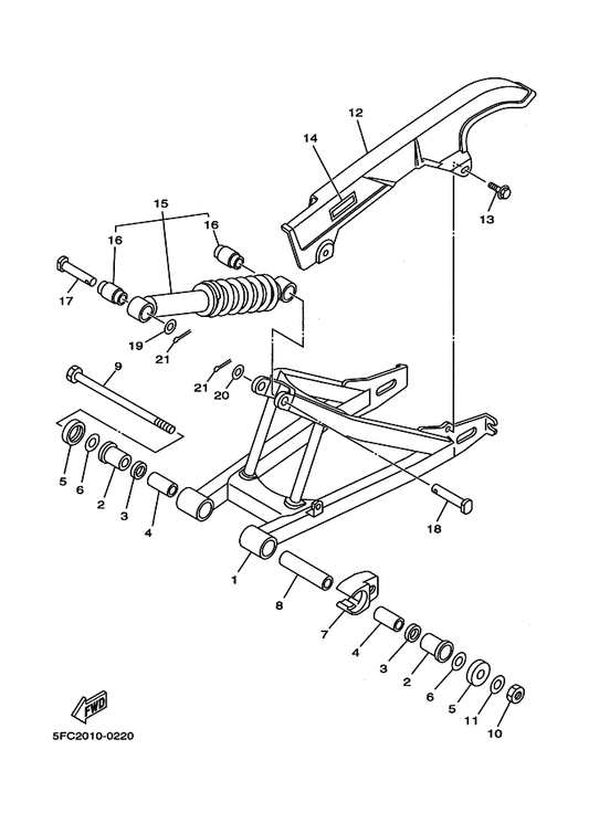 Yamaha 90387-1214F カラー — shown on the リヤアーム. サスペンシヨン parts diagram