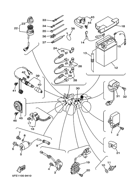 Yamaha 4KB-82540-01 Neutral Switch Assy — shown on the Electrical 1 parts diagram