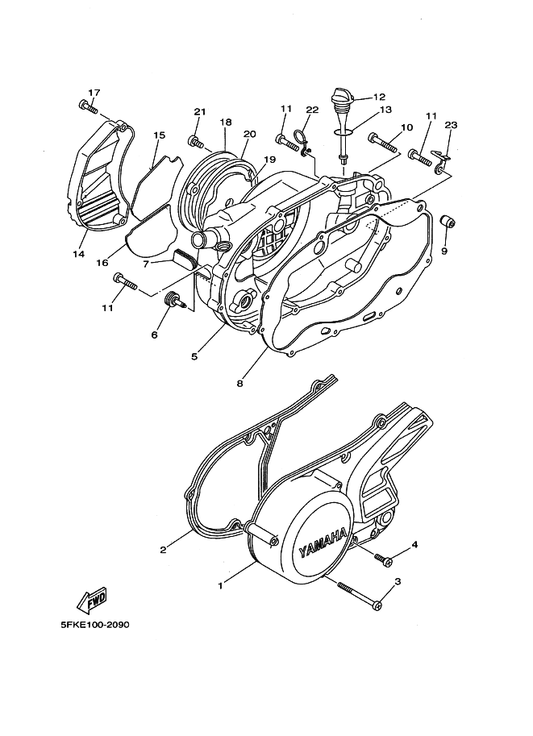 Yamaha 90465-32317 Clamp — shown on the Crankcase Cover 1 parts diagram