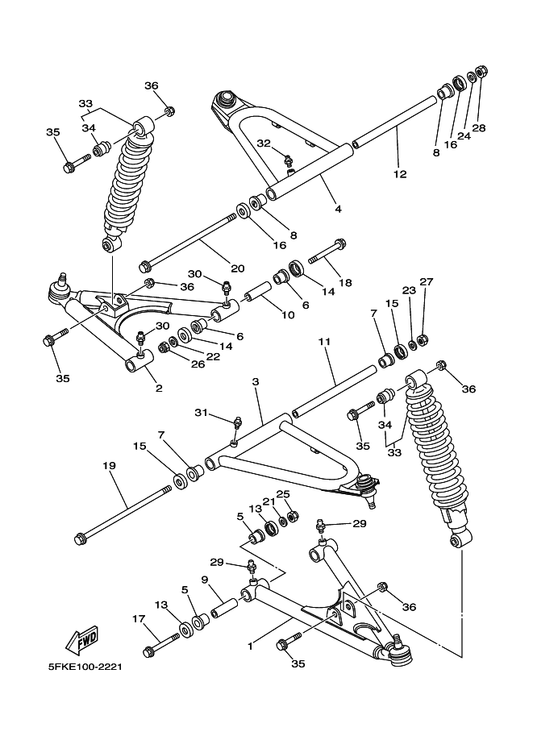 Yamaha 3GG-23550-00-P1 Front Upper Arm Comp. (Right) — shown on the Front Suspension & Wheel parts diagram