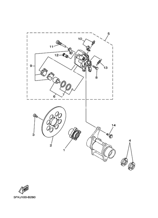 Yamaha 1UY-W0047-50 . . Caliper Seal Kit — shown on the Rear Brake Caliper parts diagram