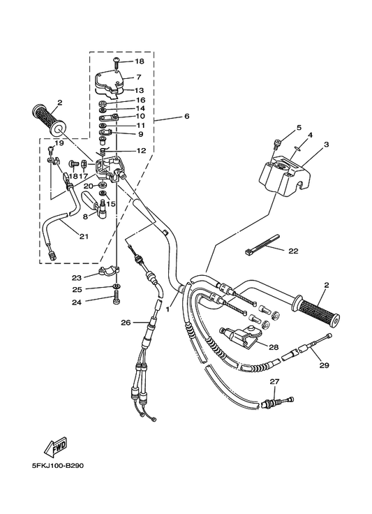 Yamaha 1UY-26341-10 Wire, Brake 1 — shown on the Steering Handle & Cable parts diagram