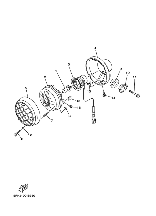 Yamaha 2GU-84345-00 Damper, Headlight — shown on the Headlight parts diagram