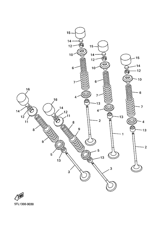 Yamaha 1HX-12119-00 Seal, Valve Stem — shown on the Valve parts diagram