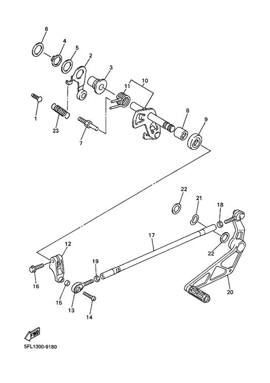 Yamaha 5FL-18116-00 Joint, Rod 1 — shown on the Shift Shaft parts diagram