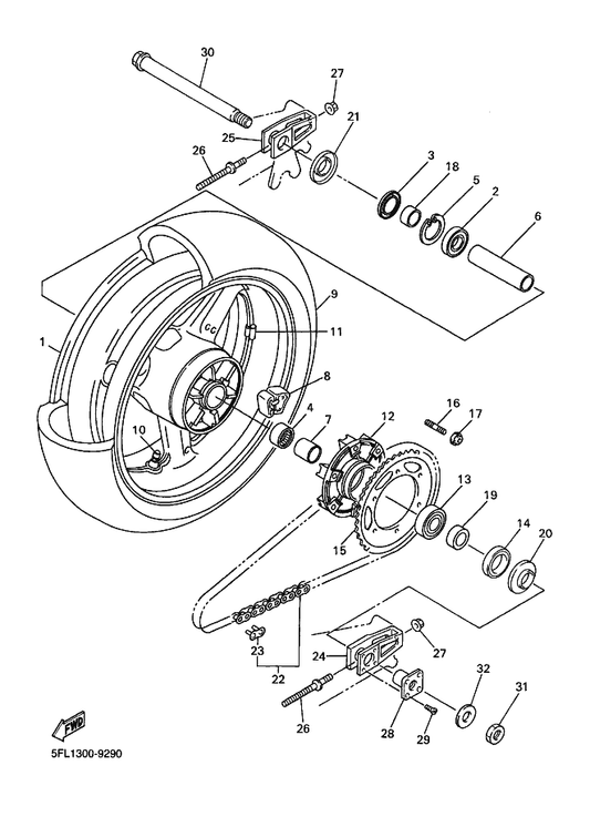 Yamaha 94681-69031 . Joint, Chain — shown on the Rear Wheel parts diagram